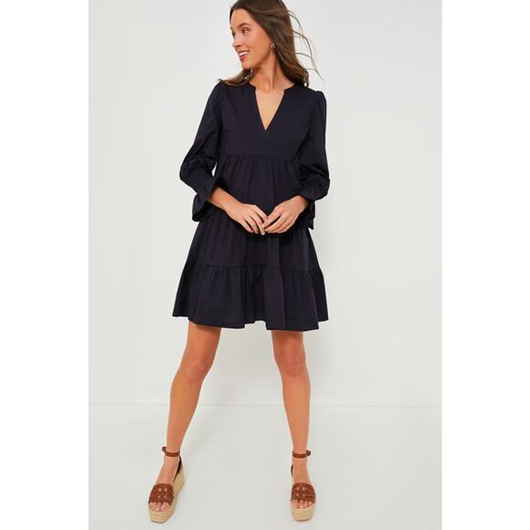 Tuckernuck Pomander Place Navy Poplin Kenzo Mini Dress Size Small - Picture 2 of 12